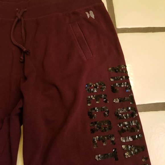 Victoria's Secret Two Piece Sequin Maroon Sweatshirt and Bootcut Sweatpant - Picture 10 of 14